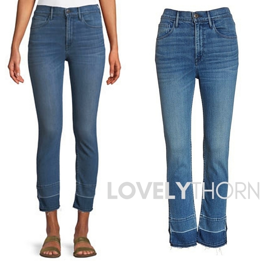 3x1 // ltd ed abigail released split hem ankle ombre-esque wash jeans